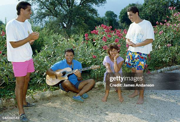 French singer Sacha Distel on holiday with his wife Francine and their sons Julien and Laurent at their house in Le Rayol on the French Riviera. |...