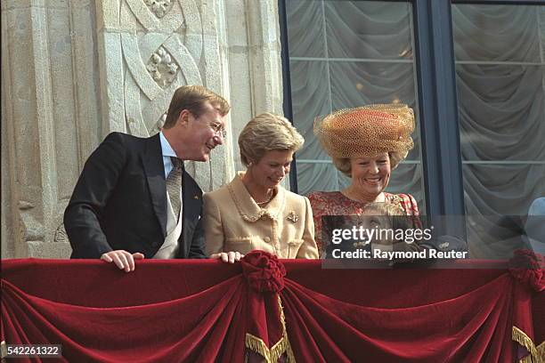 Jean of Luxembourg and his sister Marie-Astrid of Hapsburg with their nephew S{bastien and Queen Beatrix of the Netherlands.