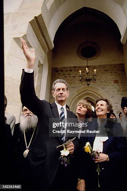 Former King Michael 1st celebrates Orthodox Easter with his wife Queen Anne and daughter Elena.