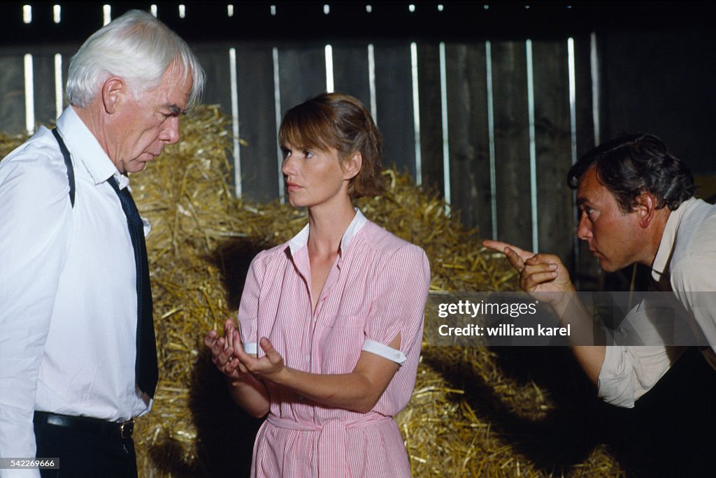 Lee Marvin and Miou Miou on Movie Set of Canicule