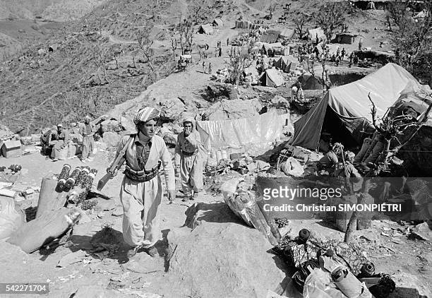 Camp at Khree Neozang and bazaar, home to the Patriotic Union of Kurdistan guerrillas in Iraq, headed by Kurd leader Jalal Talabani.