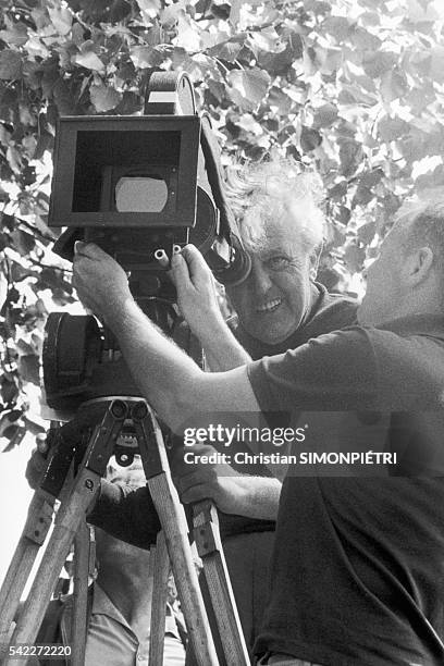 Director Jacques Tati on the Set of Trafic