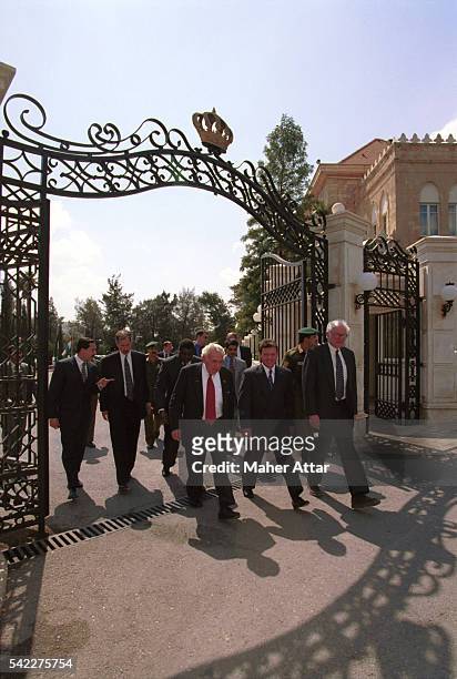 King Abdallah leaving the Raghadan Palace with the delegation from the US Congress visiting Amman.