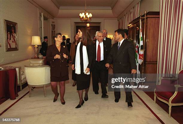 King Abdallah and Queen Rania at the Basman Palace with US Congressman B.A. Gilman and his wife.