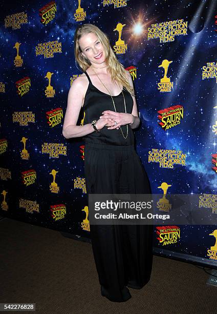 Actress Rachel Nichols poses in the pressroom at the 42nd annual Saturn Awards at The Castaway on June 22, 2016 in Burbank, California.