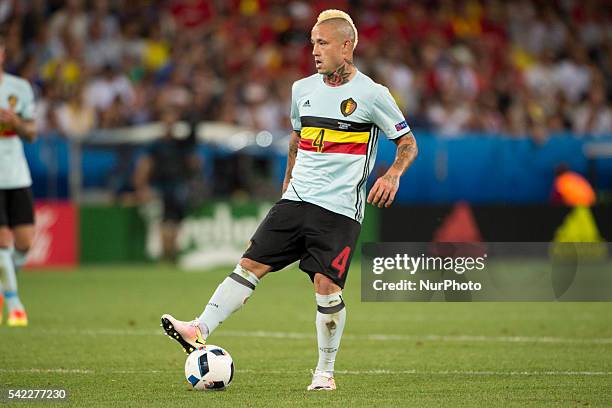 Radja Nainggolan of Belgium controls the ball during the UEFA Euro 2016 Group E match between Sweden and Belgium at Stade de Nice in Nice, France on...