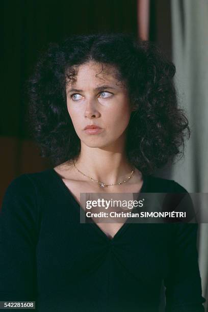 Dayle Haddon on the movie set of Le dernier amant romantique.