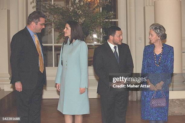 Left to right : Prince Laurent, Queen Rania, King Abdullah and Queen Fabiola.