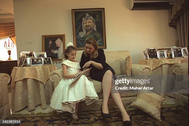 Soha Arafat and her daughter Zahwa at home.