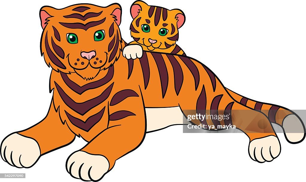 Cartoon Wild Animals For Kids Tiger Mother Tiger With Baby High-Res Vector  Graphic - Getty Images