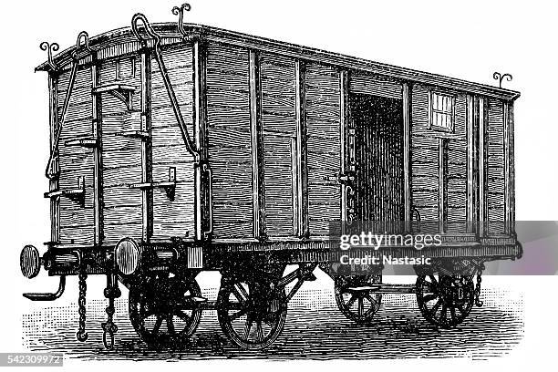 wooden boxcar - freight train stock illustrations