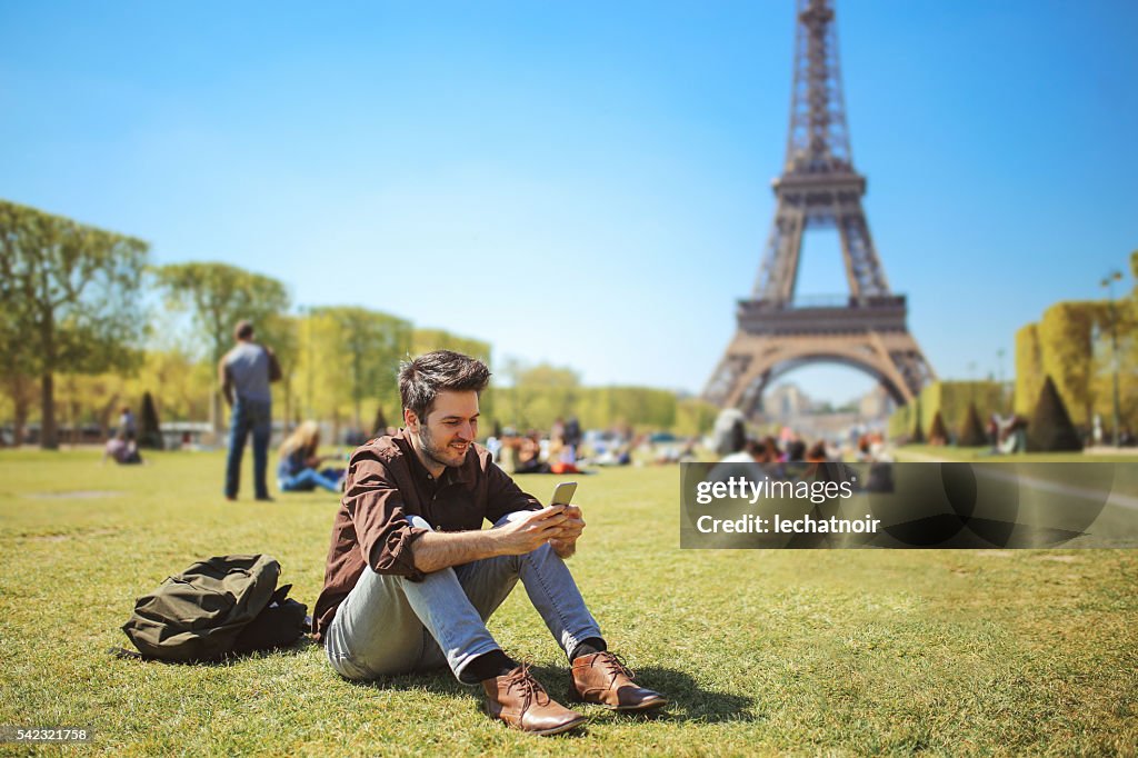 Young man using the smartphone