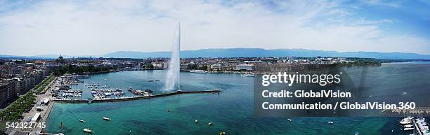 jet d'eau, geneva, switzerland - genf stock-fotos und bilder