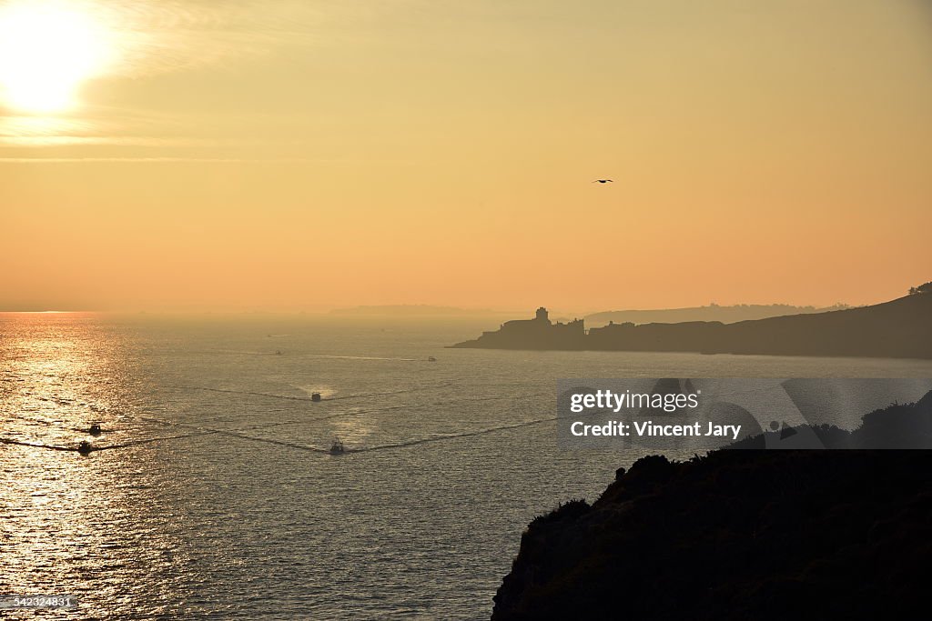 Sunrise on Cap Frehel Fort La Latte seascape