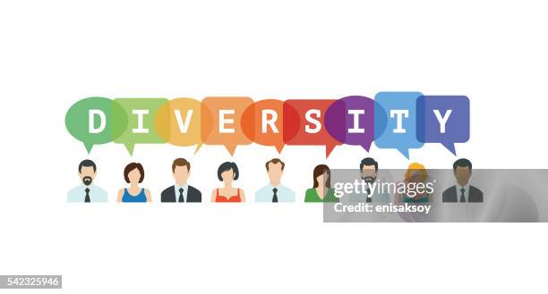 diversity concept. people icons with speech bubbles - mixed race person stock illustrations