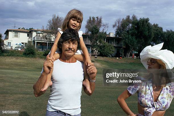 American actor Charles Bronson, his wife, British actress Jill Ireland, and their daughter Zuleika.