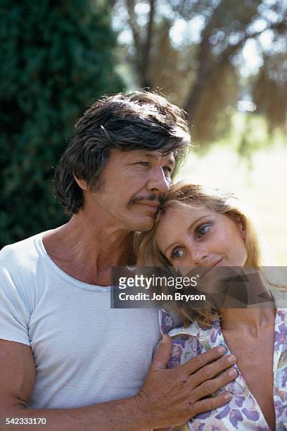 American actor Charles Bronson and his wife, British actress Jill Ireland.