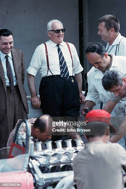 Italian race car driver and entrepreneur Enzo Ferrari is the founder of the Scuderia Ferrari Grand Prix motor racing team and of the Ferrari car...