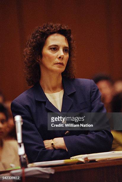 American prosecutor Marcia Clark during the trial of former football player and actor O.J. Simpson. Simpson is accused of murdering his wife Nicole...