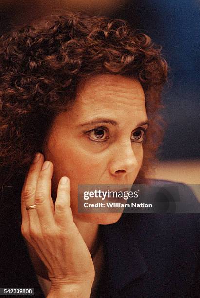 American prosecutor Marcia Clark during the trial of former football player and actor O.J. Simpson. Simpson is accused of murdering his wife Nicole...