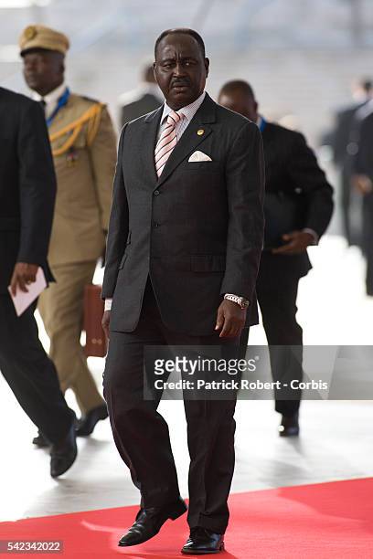 Francois Bozize, President of Central Africa Republic, arrives for the EU-Africa Summit in Lisbon, Portugal.