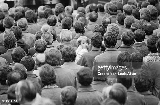 Workers attend Mass in the Lenin shipyard. The strike led to the creation of Solidarnosc.