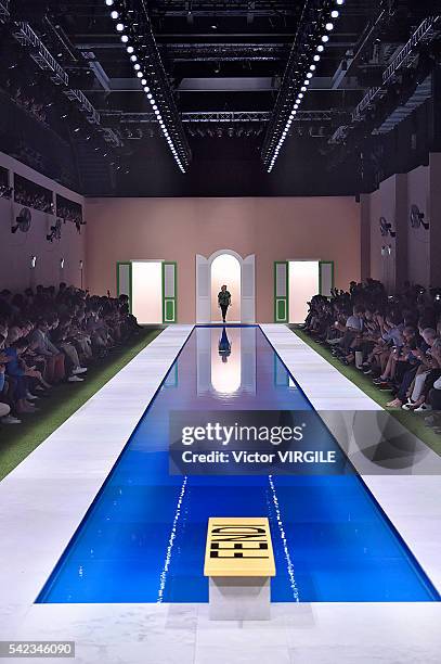 Fashion designer Silvia Venturini Fendi walks the runway at the Fendi show during Milan Men's Fashion Week Spring/Summer 2017 on June 20, 2016 in...