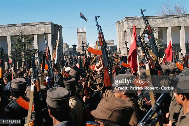 Demonstration of the Communist People's Democratic Party of Afghanistan in Kabul during the Soviet troops withdrawal.