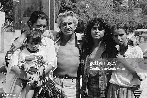 French actor Daniel Gelin with his wife Lydie Zaks and his children Laura, Maria Schneider and Etona.