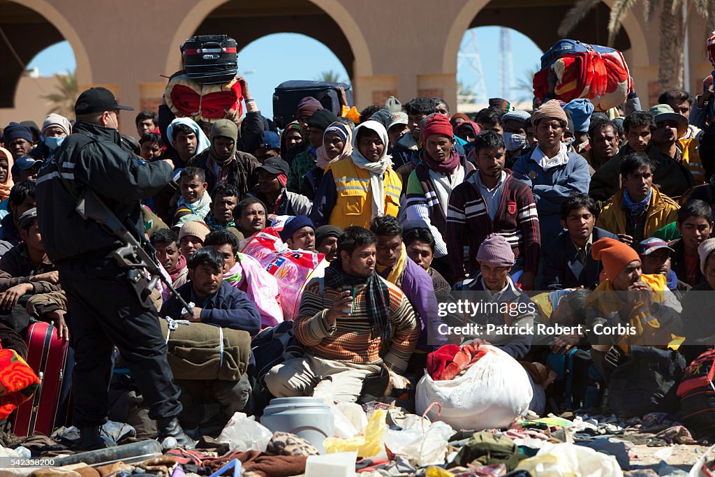Tunisia - Libya Uprising - Refugee Crisis at the Ras Djir border Chekpoint