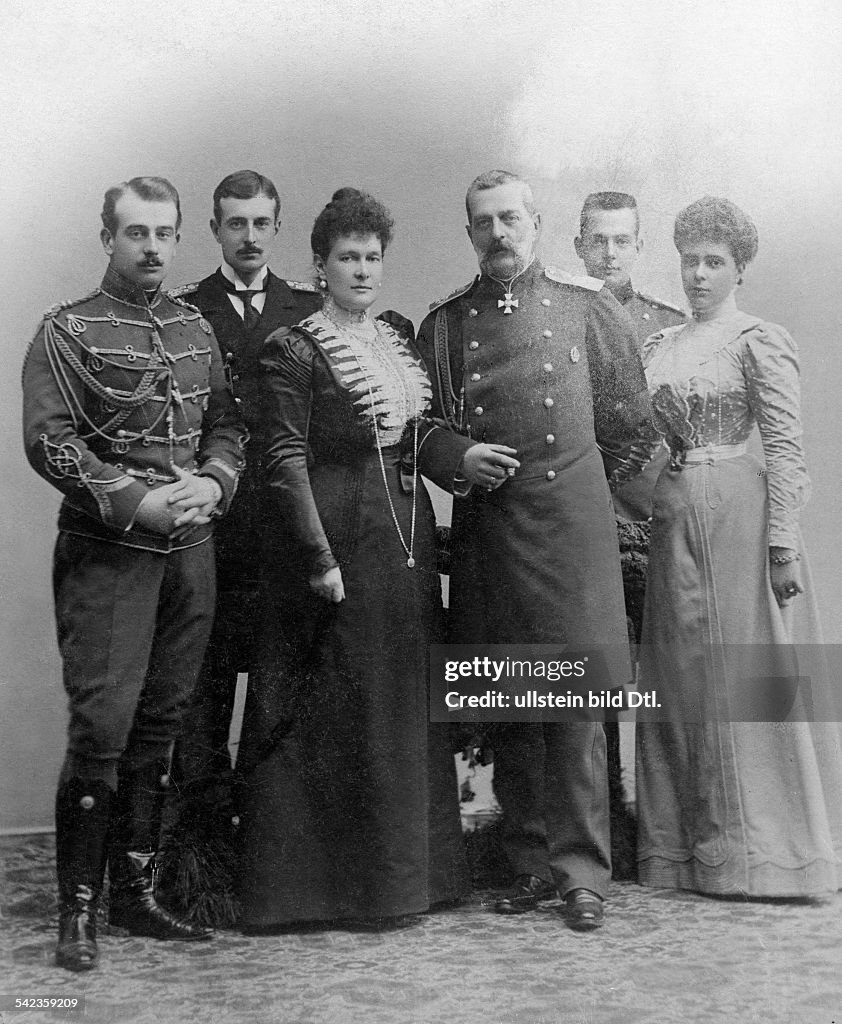 Marie Alexandrine of Mecklenburg-Schwerin, Maria Pavlovna Romanova, and her husband Grand Duke Vladimir Alexandrovich of Russia with their children: from left: Boris, Cyril, Andre, and Elena Princess Nicholas of Greece, 1899, photographer: L. Gorodet