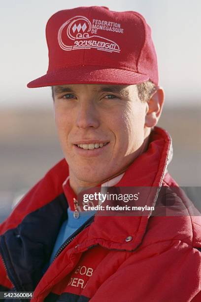 Prince Albert of Monaco prepares for the 1988 Winter Olympic Games in Calgary, in which he will compete with the Monaco bobsleigh team.