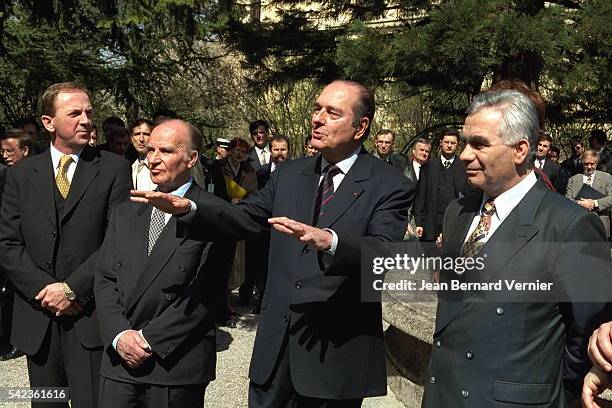 Kezimir Zubar (Croatian, Alija Izetbegovic , Jacques Chirac & Momcilo Krajisnik .