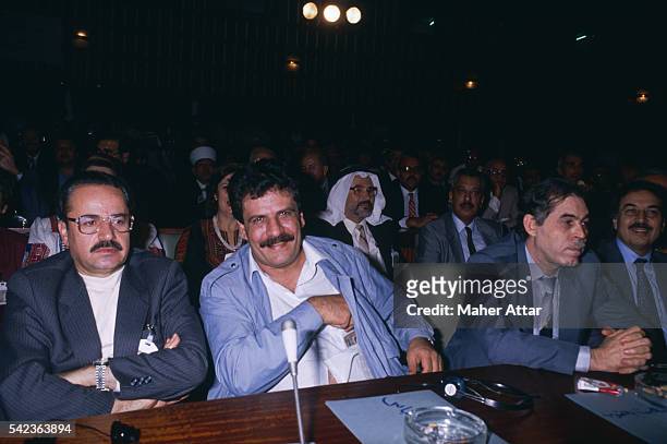 Abu Abbas , leader of the Palestine Liberation Front , attends the opening of the Palestinian National Council.