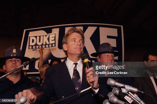 Former Grand Wizard of the Knights of the Ku Klux Klan and member of the Louisiana House of Representative, David Duke campains for governor.