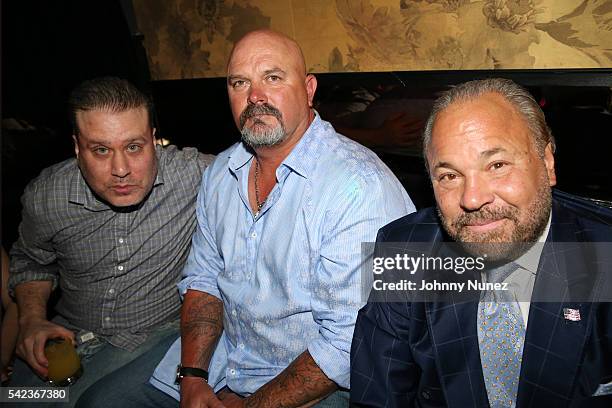 Producer Noel Ashman, former professional baseball player David Wells, and actor Bo Dietl attend the "Back In The Day" Premiere Party at Beautique on...