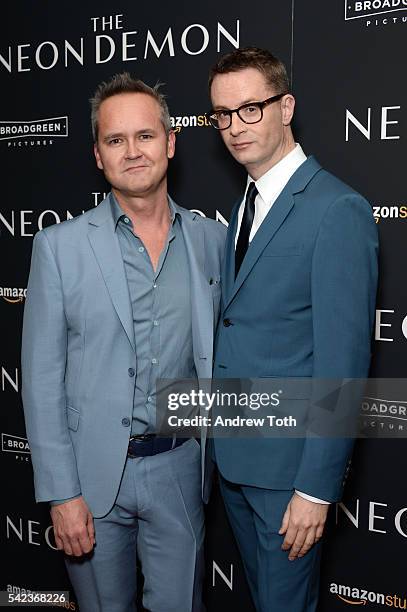 Roy Price and Nicolas Winding Refn attend the "The Neon Demon" New York premiere at Metrograph on June 22, 2016 in New York City.