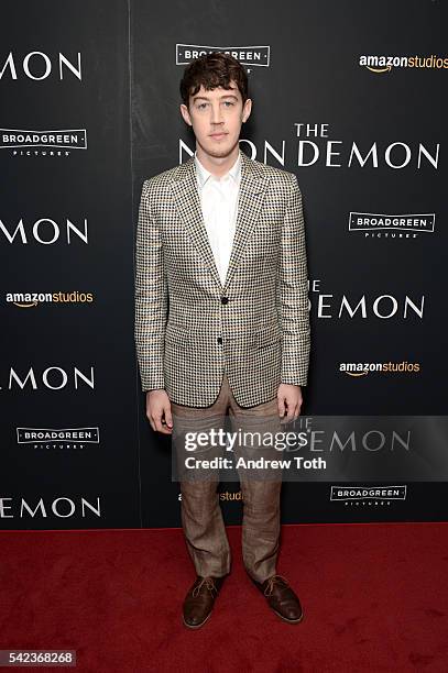 Alex Sharp attends the "The Neon Demon" New York premiere at Metrograph on June 22, 2016 in New York City.