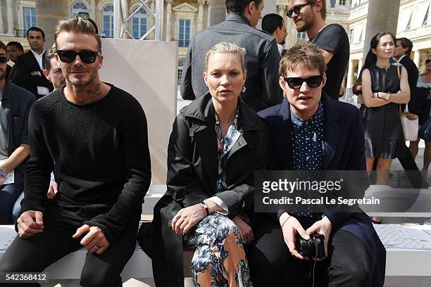 David Beckham,Kate Moss and Nikolai Von Bismarck attend the Louis Vuitton Menswear Spring/Summer 2017 show as part of Paris Fashion Week on June 23,...