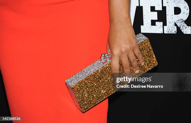 Executive producer and creator Courtney A. Kemp, clutch detail, attends 'Power' Season 3 New York Premiere at SVA Theatre on June 22, 2016 in New...