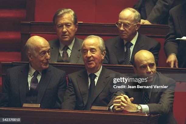 Valéry Giscard d'Estaing, Edouard Balladur, Alain Juppé, Hervé de Charette and Jean-Bernard Raimond.