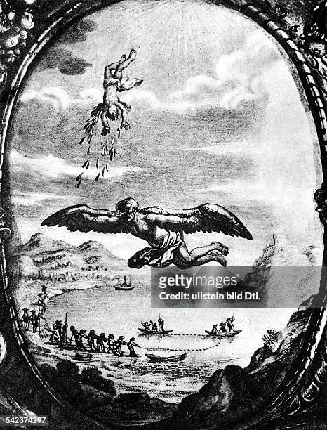 Titel zu Dilherrs 'Icarus academicus',1643.Gemalt von Georg Strauch