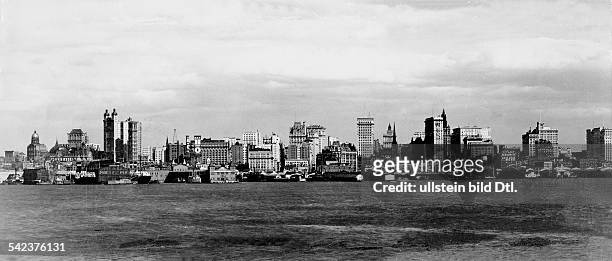 Skyline von New York von Jersey-Cityaus aufgenommen- um 1902