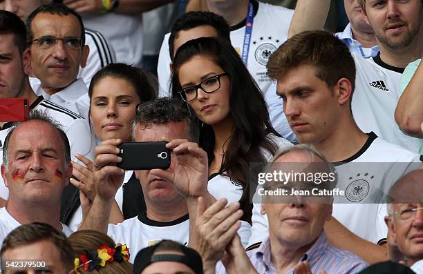 Lena Terlau, girlfriend of Julian Draxler of Germany attends the UEFA EURO 2016 Group C match between Northern Ireland and Germany at Parc des...