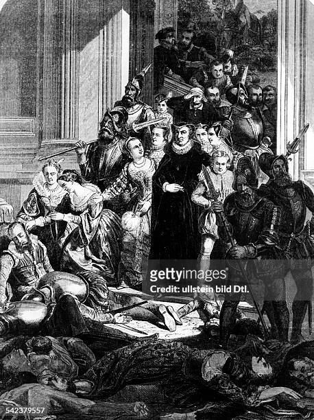 Bartholomäusnacht 1572m: katharina von Medici und ihrSohn Karl IX..Gem.von Joseph Hornung