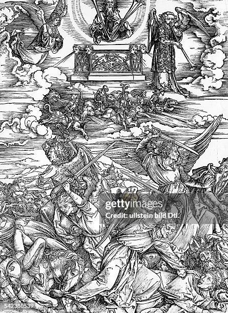 Albrecht Duerer *21.05.1471-06.04.1528+Bildender Kuenstler, Maler, Graphiker, D'Die vier Engel der Apokalypse'- Holzschnitt