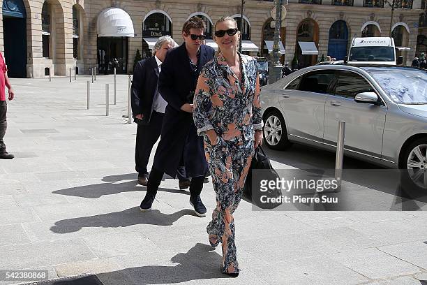 Kate Moss and boyfriend Nikolai Von Bismarck arrive at the Ritz Hotel on June 23, 2016 in Paris, France.