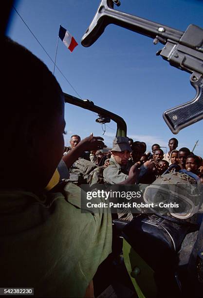 Members of the French Foreign Legion arrive in Baidoa, an area of intense factional fighting and armed looting, to join the 28,000 United States...