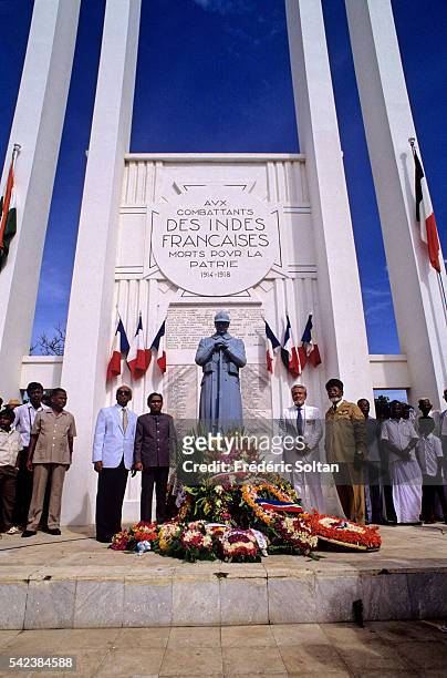 The former French colony of Pondicherry is a Union Territory with a special administrative status. Ceremony for Bastille Day, the French national...
