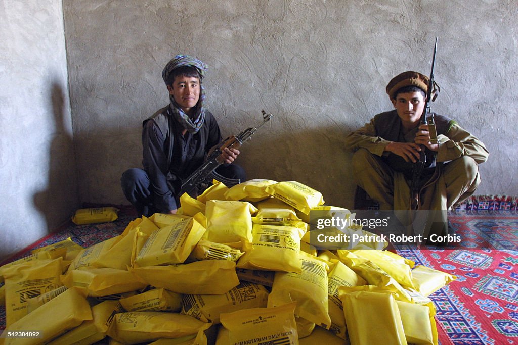 Humainitarian Aid Ration Northern Alliance fighters keeping some of the food and aid rations ...